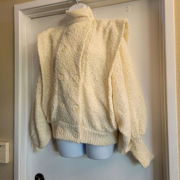 80s Max Bradley boucle balloon sleeve sweater jacket | vintage boucle sweater | - Picture 4 of 10